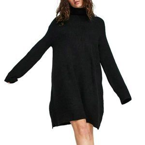 Topshop Black Sweater Turtleneck Midi Dress
